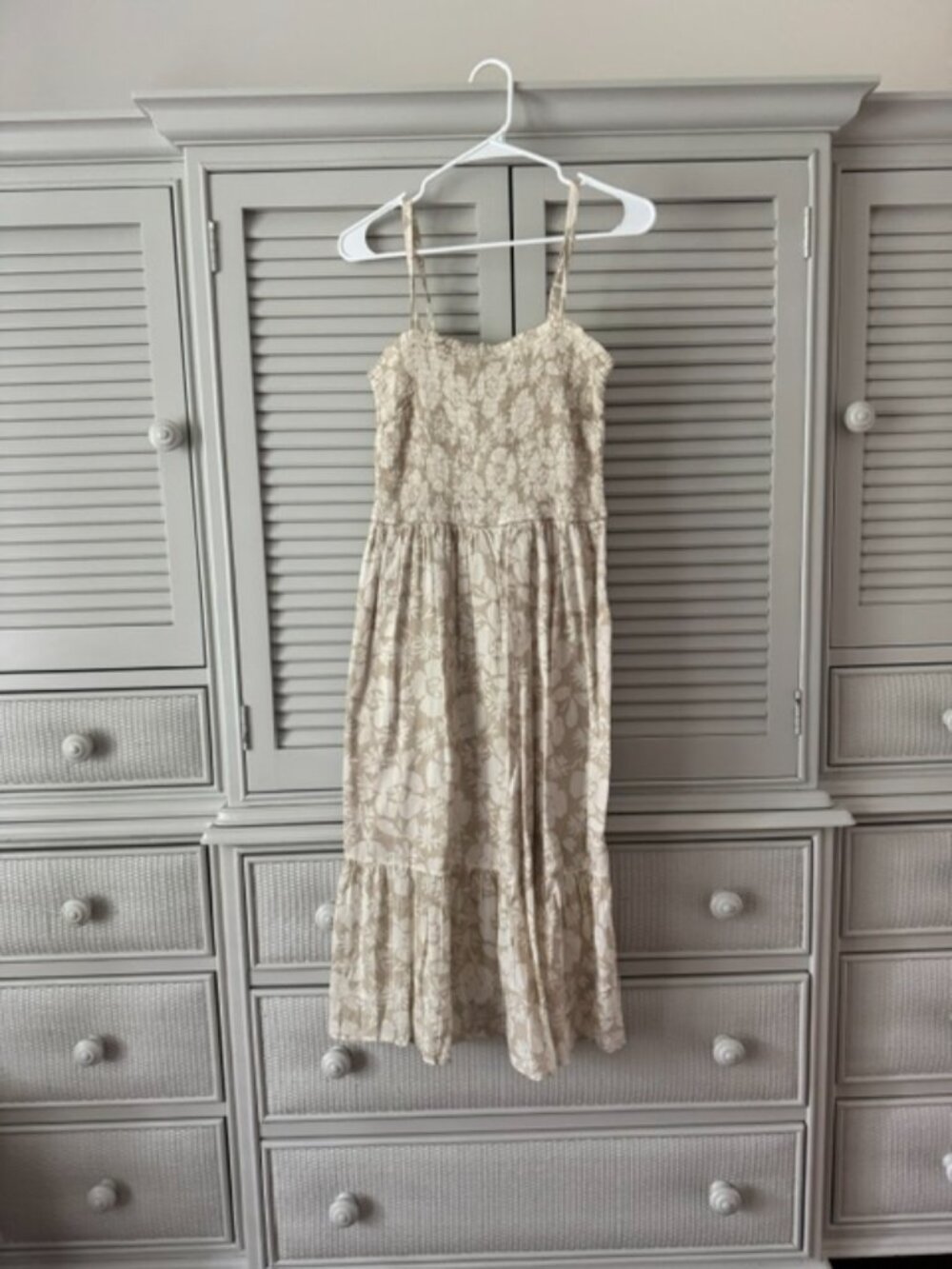 Gap Tan and White Floral Sundress Size S